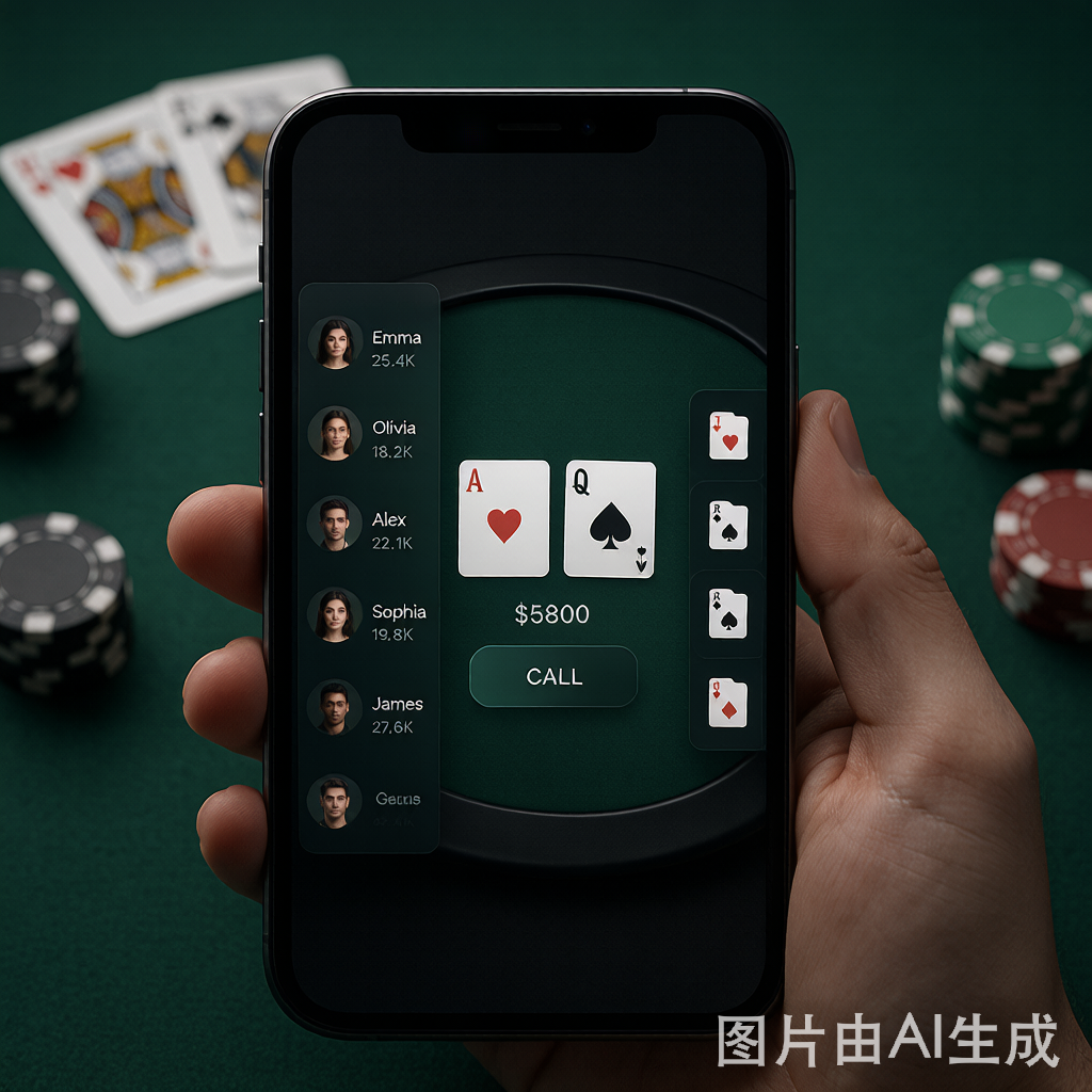 AC玩扑克Android版在智能手机上的德州扑克游戏界面展示